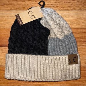 C.C exclusives brand tricolor cuff beanie